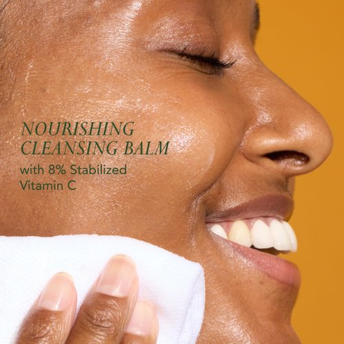 KAT BURKI 8% Stabilized Vitamin C Nourishing Cleansing Balm. Brightening, Hydrating & Antioxidant Makeup Remover & Face Cleanser. Includes 1 Muslin Cloth, 3.4 fl. oz.