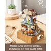 LUOGFYNI Music Box Building Blocks Set, Japanese Street View Windmill House, Farm House Scene Creative Model, Mini Bricks Construction Building Toy for Adults, Gifts for Adults
