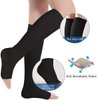 Blahhey 3 Pairs Open Toe Compression Socks Women Knee High Toeless 15-25 mmHg (S/M)
