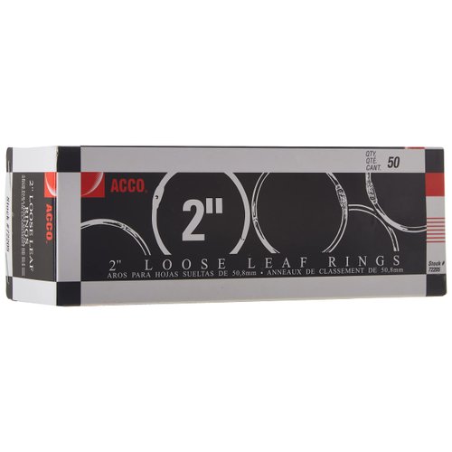 ACCO Loose Leaf Binder Rings, 2", Silver, 50 Rings/Box (72205)