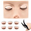 Embagol Double Layer Lash Mannequin Head with 2 Layers Replaced Eyelids Makeup for Training Head Removable Realistic Eyelids Eyelash Replaced Eyelids Soft-Touch Rubbe (1 +3 Pairs Replaced Eyelids)