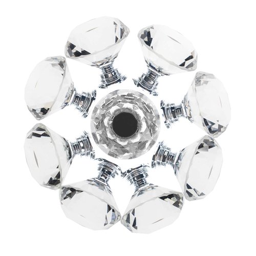 YourGift 12 Pack Drawer Knobs Diamond Shaped Crystal Glass 30mm Cabinet Knobs Pull Handles (Silver)