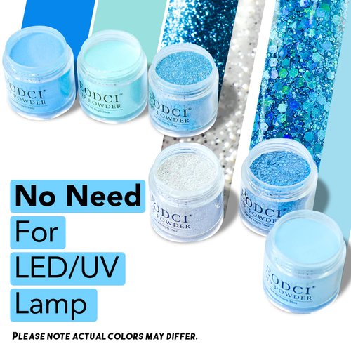 Eodci 12 Pcs Dip Powder Nail Kit Starter, 6 Colors Glitter Blue Snow Dipping Powder Kit With Base & Top Coat/Activator/Brush Saver, Nail Art Manicure Salon DIY for Daily at Home Party Gifts for Women