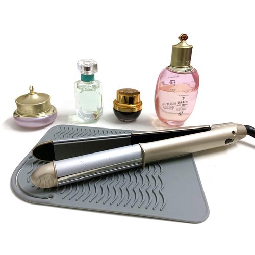 Heat Resistant Mat for Curling Irons, Hair Straightener, Flat Irons and Hair Styling Tools 9" x 6.5", Grey