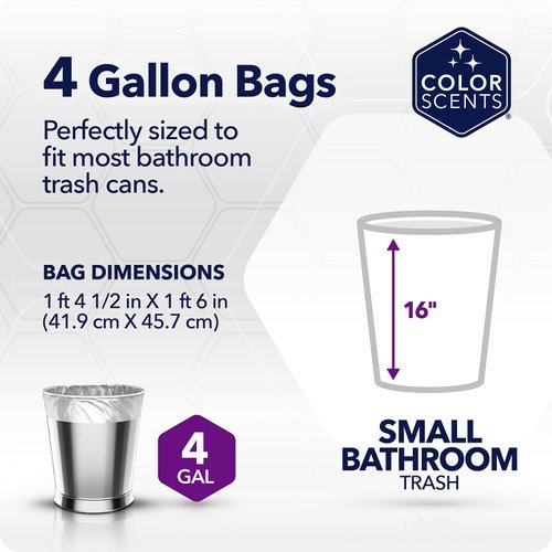 Color Scents Small Trash Bags - 4 Gallon, 80 Bags (1 Pack of 80 Count), Twist Tie - Lavender Bag with Lavender Scent (1 Pack of 80)