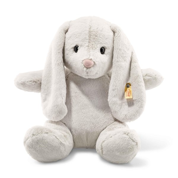 Steiff Hoppie Rabbit: Premium 15" Stuffed Animal Toy, Soft Cuddly Friends for Girls, Boys & Kids (Light Grey)