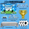 Soccer Birthday Party Decorations, 131PCS Blue Soccer Birthday Party Supplies Including Tablecloth Backdrop Banner Cake Topper Latex Balloons Foil Balloons Decorations Kit for Sport Ball Theme