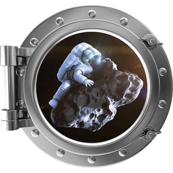 12" Port Scape Astronaut Meteor Ride Porthole Window Wall Decal Removable Wall Sticker Space Ship Window Instant View Boys Bedroom Decor