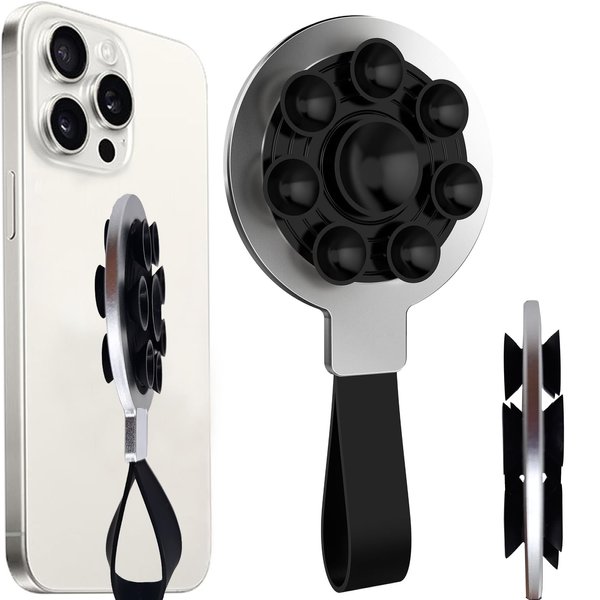 Bstsilver Silicone Phone Grip, Double Sided Suction Cup Cellphone Case Mount for iPhone Universal Smartphone, Hands-Free Mobile Mirror Holder for Selfies Videos Tiktok Influencer Gym Shower Kitchen