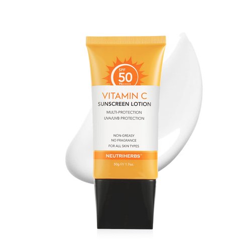 NEUTRIHERBS Sunscreen Tinted SPF 50 for Face & Body, PA++++ Sunblock Lotion, Broad Spectrum, Vitamin E and Vitamin C Face Sunscreen, Travel Sunscreen