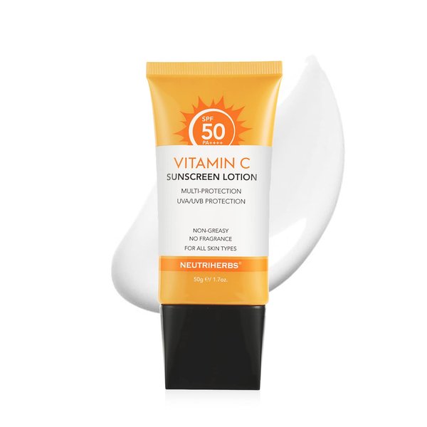 NEUTRIHERBS Sunscreen Tinted SPF 50 for Face & Body, PA++++ Sunblock Lotion, Broad Spectrum, Vitamin E and Vitamin C Face Sunscreen, Travel Sunscreen