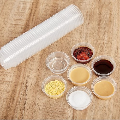QIHYCUF 100 pcs Small Gecko Food and Water Cups Plastic Reptile Feeding Bowls Ledge Accessories for Crested Gecko Lizards Small Pets, 0.5 oz