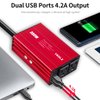 300W Car Power Inverter, DC 12V to 110V AC Converter, 4.2A Dual USB Ports, 2×AC Outlet，Car Charger with Plug Outlet for Laptop