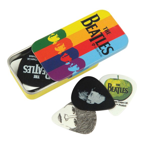 D'Addario Accessories Beatles Guitar Picks - The Beatles Collectable Guitar Picks - Picks with Tin, 15 Pack, Stripes