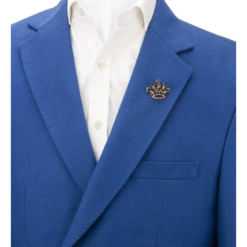 Knighthood Golden Crown with Black Stone Detailing Lapel Pin Brooch Shirt Stud for Men