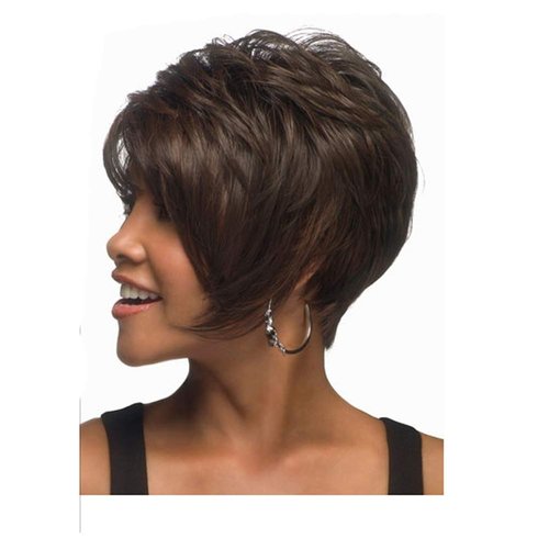Nicetobuy Umeet Short Fluffy Curly Synthetic Brown Wigs For Woman Natural Looking Womens Wig with Wig Cap