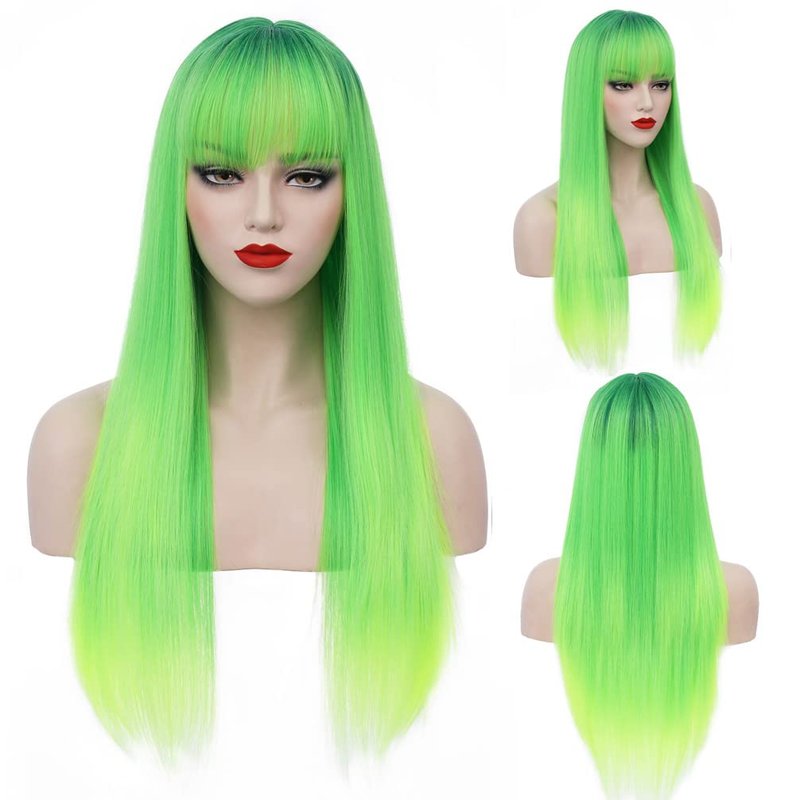 Long Straight Wig - Light Green main image 1