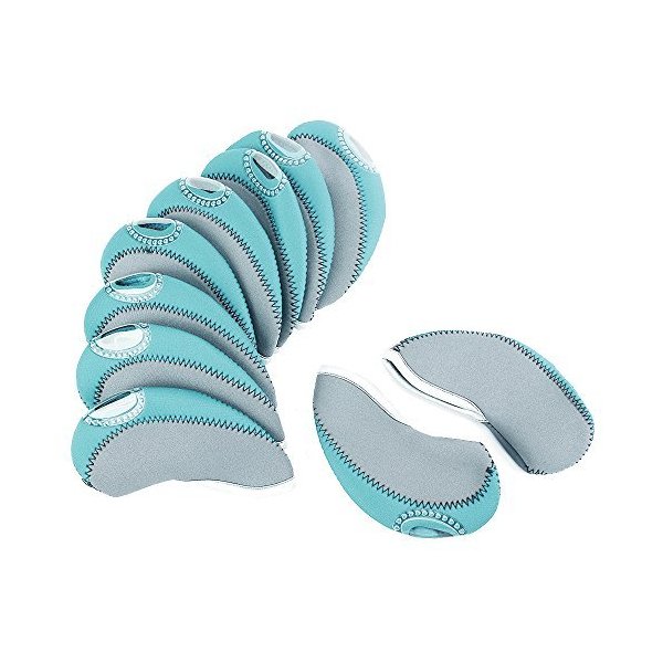 Neoprene Golf Club Irons Head Covers Ball Head Protective Cover Fashionable Useful Headcover 7 Colors Set of 10 (Gray+Light Blue) Callaway Teal