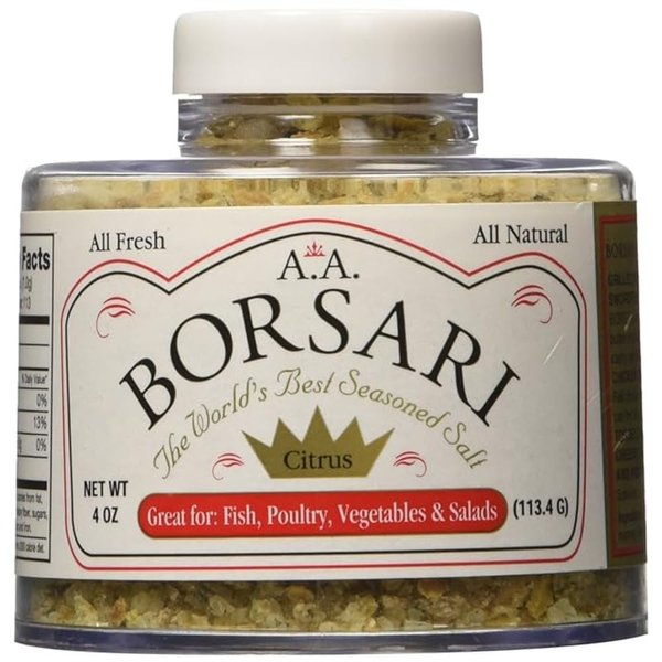 Borsari Citrus Seasoned Salt - Gourmet Citrus Herb Seasoning Infused Sea Salt with Lemon Peels and Herbs- Gluten Free All Natural and Keto Friendly Season Salt - 4 oz Shaker Bottle