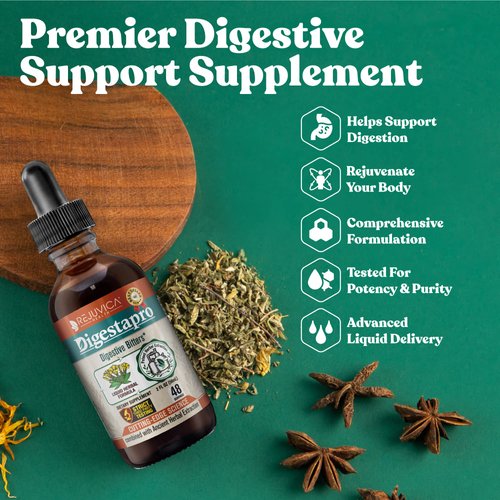 Rejuvica Health DigestaPro - Advanced Digestive Bitters Supplement - Liquid Delivery for Better Absorption - Gentian, Artichoke, Burdock, Chanca Piedra, Ginger & More!