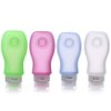 FNSHIP 4 Pack Sucker type Portable Food Grade Squeeze Silicone Liquid Travel Bottles TSA Approved For Shampoo, Conditioner, Lotion, Toiletries, Food condiment(1OZ,White+Blue+Green+Pink)