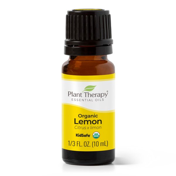 Plant Therapy Organic Lemon Essential Oil 100% Pure, USDA Certified Organic, Undiluted, Natural Aromatherapy, Therapeutic Grade 10 mL (1/3 oz)