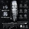 65 FT 640 LED Christmas Lights Outdoor Decorations Clear Wire String Lights Plug in 120 Drops 8 Modes Memory Timer Connectable Curtain Fairy Lights Waterproof for Holiday Wedding Party-Cool White