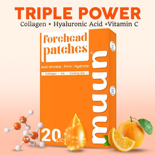 Muun Forehead Wrinkle Patches 20Pcs with Vitamin C, Hyaluronic Acid, Collagen and Grapeseed Extract, Anti Wrinkle Patches, Forehead Wrinkles Treatment, Smooth Skin
