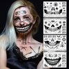 Halloween Face Eye Makeup Tattoo Stickers Horror Black Mouth Face Tattoo Stickers Demon Zombie Fake Tattoos Sticker For Kids Men Adults Scary Cosplay Decals-4Pcs