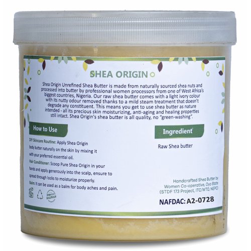 Shea Origin African Raw Shea Butter 1.6lbs Big Jar | Intense Moisturizing Pure Body Butter | Hair Softener, Body, Face & Hand Cream | Fluffy Ivory to Relieve, Itching, Sunburn Reduce Stretch Marks