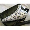 Exquisite Ceramic Ocarina Alto C, with artful blue and genuine gold curly ornate floral tendril. High temperature kiln treated. with PU leather dual zipper bag.