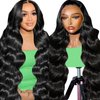 26 Inch Body Wave Lace Front Wigs Human Hair 13x6 HD Transparent Lace Frontal Human Hair Wig 220% Density Human Hair Lace Front Wigs Pre Plucked Glueless Wigs Human Hair with Baby Hair for Women