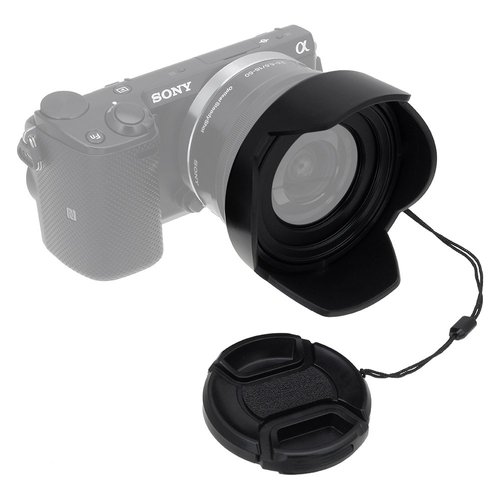 Fotodiox Reversible Lens Hood Kit for E-Mount PZ 16-50mm F3.5-5.6 OSS E-Mount Power Zoom Lens, Reversible Tulip Flower Hood w/Cap