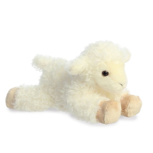 Aurora® Adorable Mini Flopsie™ Luna Lamb™ Stuffed Animal - Playful Ease - Timeless Companions - White 8 Inches