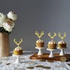 24 PCS Christmas Deer Antler Cupcake Toppers Glitter Merry Christmas Deer Cupcake Picks Wedding Hunting Rustic Birthday Cake Decorations for Baby Shower Birthday Christmas Party Supplies Gold