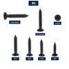 #4 x 1/2" Wood Screw 100Pcs 18-8 (304) Stainless Steel Screws Flat Head Phillips Fast Self Tapping Drywall Screws Black Oxide by SG TZH