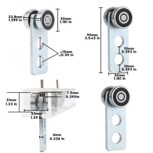 Fuperoo 2Wheel Trolley Assembly Rollers.Bearing Trolley Assembly.The top of The Trolley has Room for Set Screws, Allowing The use of a 1-5/8" high Strut Channel to Save on Construction Costs.