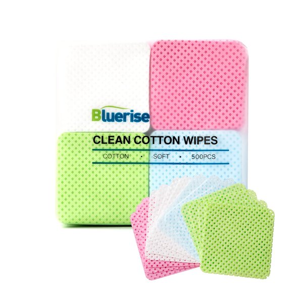 BLUERISE Lint Free Nail Wipes Colorful 600pcs Nail Polish Remover Pads Soft Absorbable Eyelash Extension Glue Cleaning Wipes