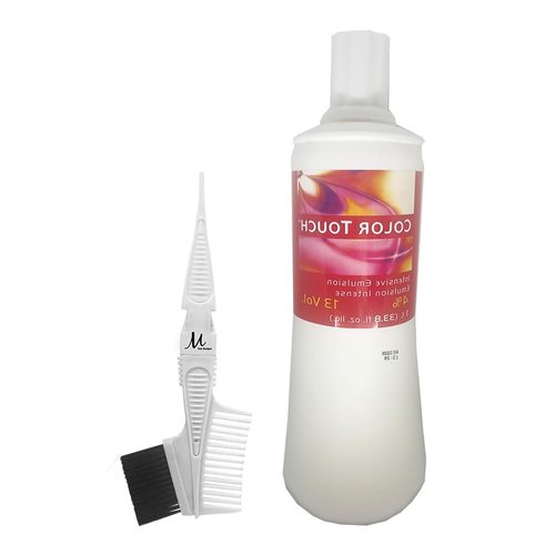 Color Touch Emulsion 4% 13 Volume 33.8 Fl Oz | Color Touch Hair Color Developer and M Hair Designs Tint Brush Comb (Bundle)
