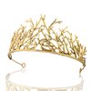 winvin Alloy Branch Crown Queen Crown For Cosplay Birthday Wedding Halloween Costume Party Decorations (Dark Gold)