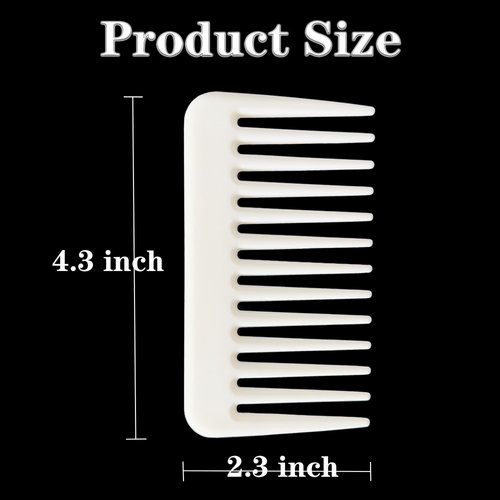 Mini Wide Tooth Comb,Small Travel Purse Hair Detangling Comb Beard Comb for Curly hairPortable Care Comb Shower Comb Travel Combs for Men Women - Best Styling Comb for Wet,Dry,Long Hair (Black+White)