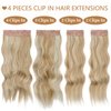 Deethens 4PCS Clip in Beach Wavy Hair Extensions 20 Inches Long Synthetic Hairpieces Bouncy Curly Hair Extensions for Women (Coconut Cream Mix Platinum Blonde)