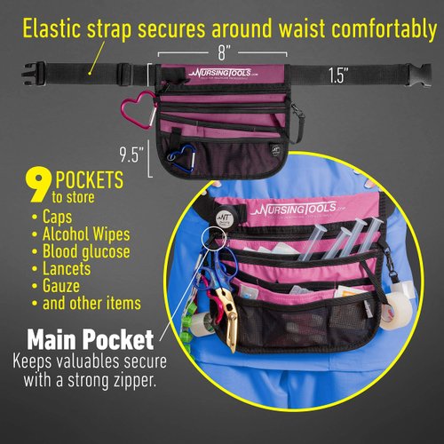 Kangapak Nurse Fanny Pack Multi Compartment Waist Organizer Tool Bag for Students, Practitioners & Medical Professionals (Purple Haze)