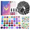 Glitter Tattoo for Kids, Glitter Tattoos 48 Colors, 318pcs Glitter Tattoo Stencils, 10 Sheets Tattoo Stickers Supply Sparkly Temporary Tattoos2 Glues,5 Brushes Adults & Kids Arts Glitter Make Up Kit