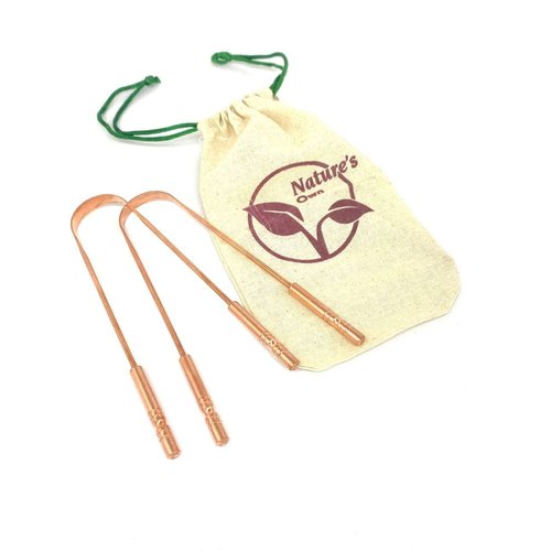 Nature's Own Tongue Scraper for Adults (2 Pack), Reduce Bad Breath (Travel Cases Included), Copper Tongue Cleaners, Metal Tongue Scraper, Tounge Scraper - Fresher Breath raspador de lengua