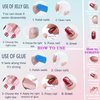 Glitter Gradient Pink Press on Nails Medium Ballerina Fake Nails Luxurious Crystal Gem Design False Nails with Glue on Nails Artificial Acrylic Nails Bling Square Stick on Nails for Women Girls