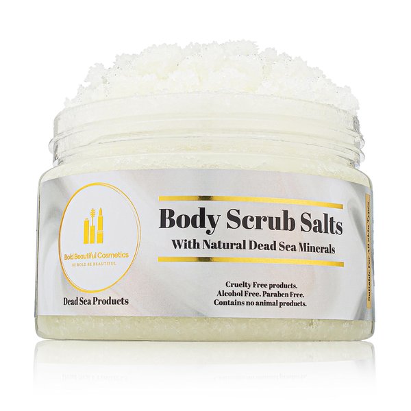 Dead Sea Salt Scrub by Bold Beautiful Cosmetics Lavender & Matricaria Scent Natural Body Scrub For Women and Men 14oz
