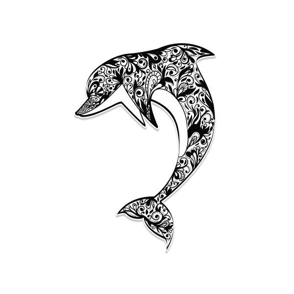 Dolphin Black - 8" Vinyl Sticker - for Car Laptop I-Pad - Waterproof Decal