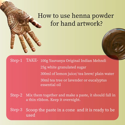 Yauvanya Original Indian Rajasthani Pure and Natural Henna (Mehndi) for Hair | Natural hair color | No chemical - 300 gms (3 Packets of 100 gms each)
