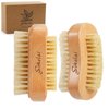 2 Pieces Natural Wooden Bristle Nail Brushes for Cleaning Fingernail and Toenail Non-Slip Two-Sided Grip Hand Foot Nail Brush Set Manicure Pedicure Scrubber Supply Men Women Girls
